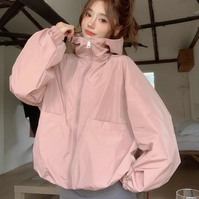 HOUZHOU Gorpcore Jacket Women Harajuku Fashion Oversize Streetwear Track Jackets Windbreakers Outdoor Causal Thin Outwear Loose