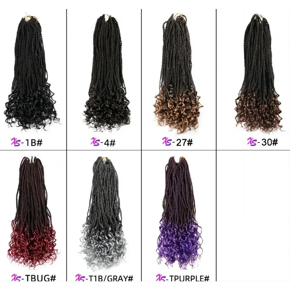 Synthetic Crochet Braids Hair For Women Girls Senegalese Twist Curly End 18 Inch Braiding Hair Extentions Black Ombre 1GZ04