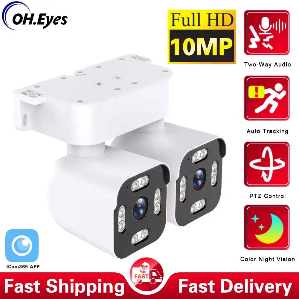 

10MP 5K Outdoor Wifi PTZ Camera 10X Zoom Dual Lens Dual Screen AI Auto Tracking IP Video Surveillance Camera CCTV Two Way Audio