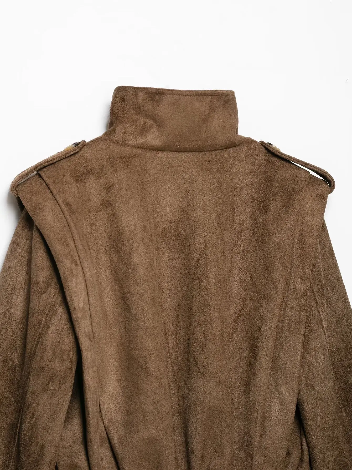 TFMLN Damenjacke mit Stehkragen, doppelreihig, langärmelig, lässiger Kunstwildledermantel, neues, elegantes Streetwear-Modell für Damen – Detail 9