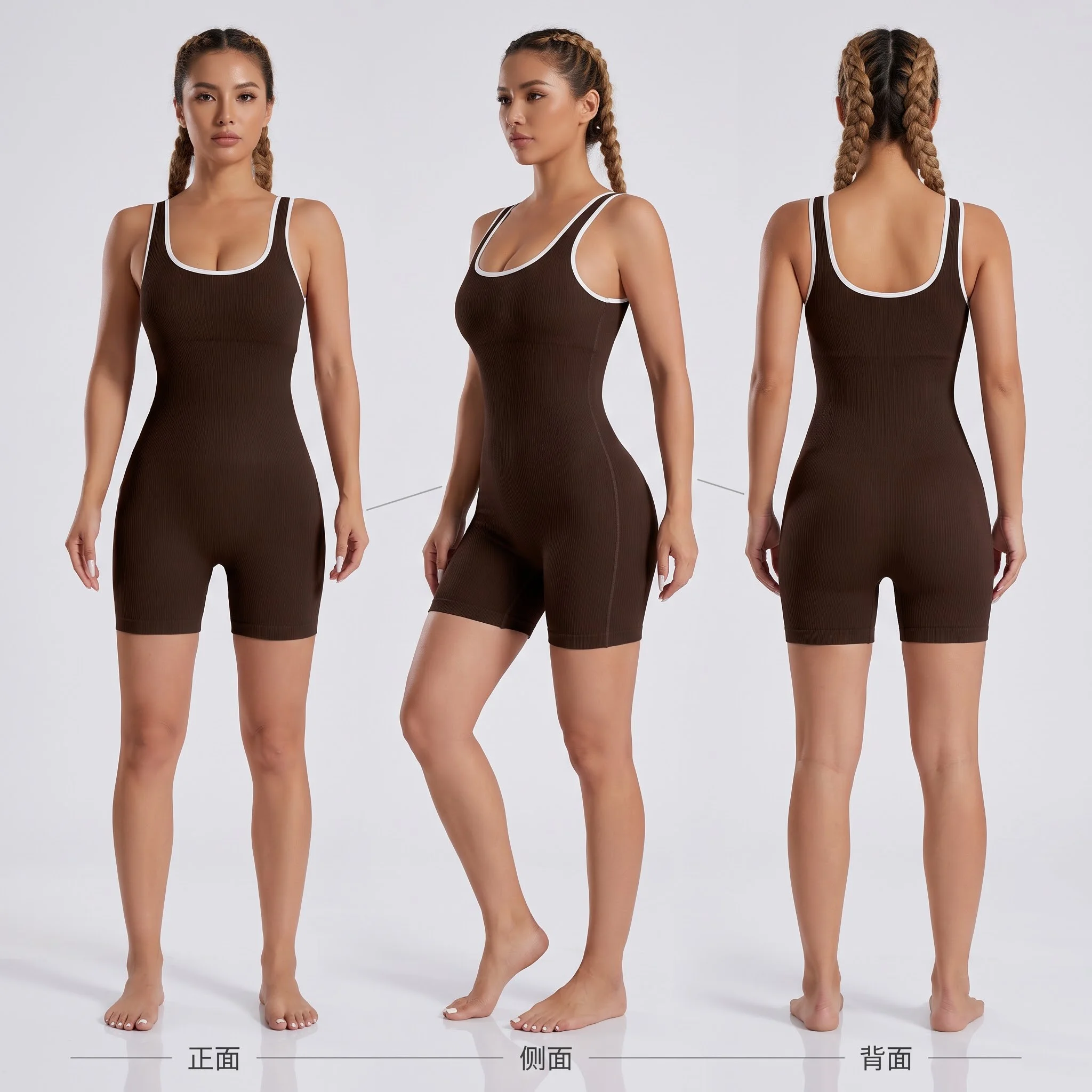 CZGUKE Color Blocked Jumpsuit Women's sexy Fitness Slim Fit Breathable High Elasticity Jumpsuit Fitness yoga Jumpsuit Shorts