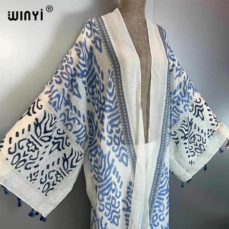 WINYI vestito estivo kimono africa boho stampa spiaggia cover up maxi abito cardigan abbigliamento da spiaggia donna abaya dubai caftano di lusso