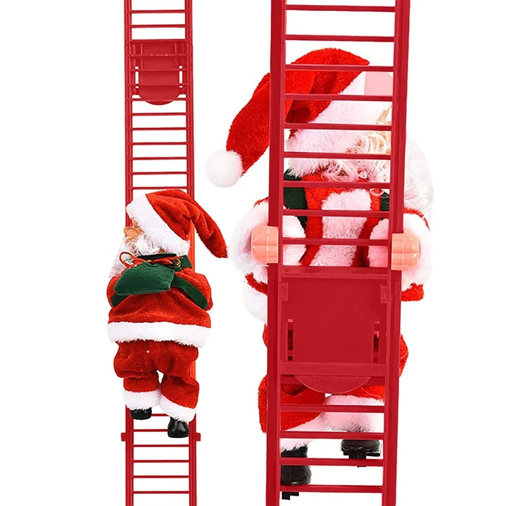 Electric Climbing Ladder Santa Claus Music Doll Christmas Ornament Decoration for Home Christmas Tree Hanging Decor NewYear Gift