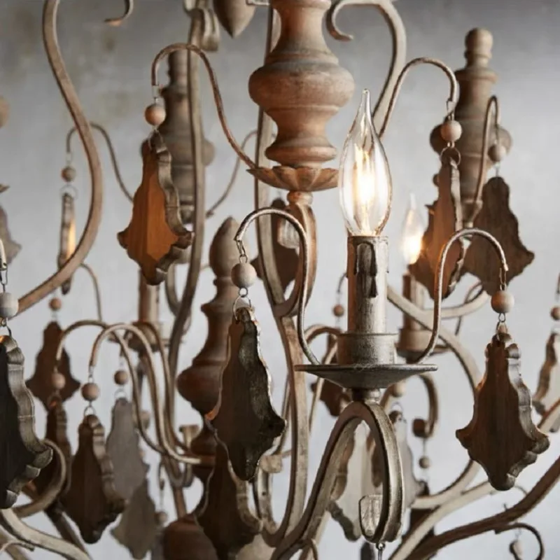 Retro chandelier made of antique and antique iron art forged with French style living room restaurant caf é artistic chandelier