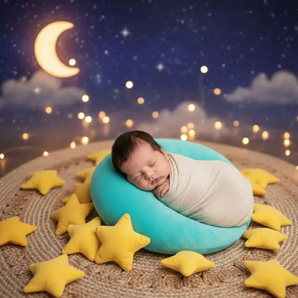 

Набор реквизита для позирования новорожденных | Подушка Soft Moon и подушка для кольца-пончика | Безопасные позиционеры для детской фотосессии