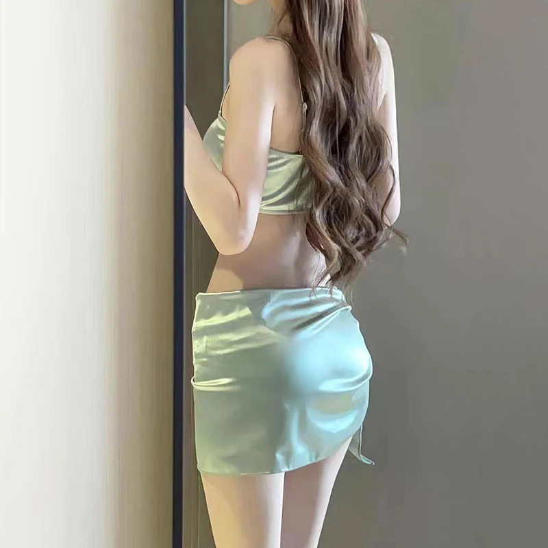 بدلة سباحة نسائية من الحرير الجليدي بيكيني مثير بحواف هامشية للتخسيس قطعة واحدة بدلة استحمام صيف 2025 Instagram Beachwear فستان للإجازات #6