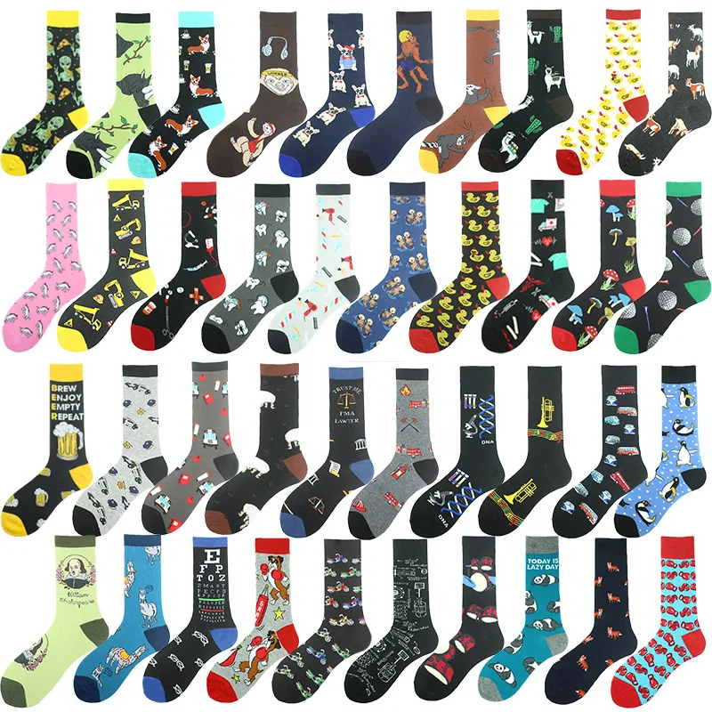 Design Happy Funny Socks Men Women Medical Teeth Sheep Pattern Sokken  Divertidos Jacquard Calcetines Unisex Hip Hop Skateboard