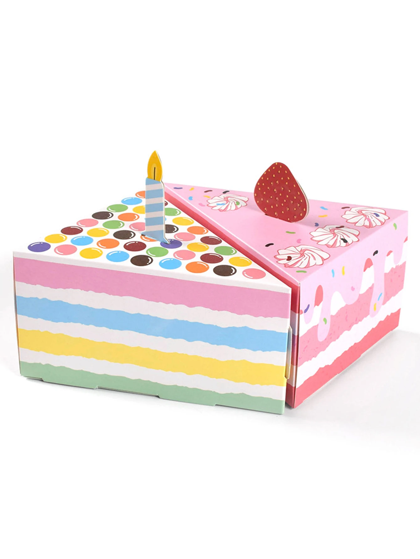 15pcs Cute Creative Triangular Cake Shape Wedding Candy Box Birthday Party Colorful Gift Packaging Box Cake Gift Box