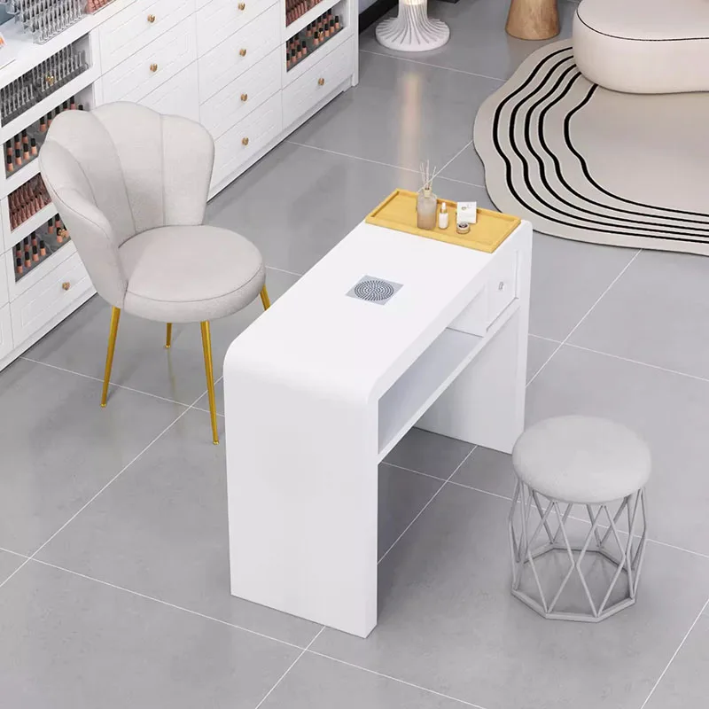طاولة مكياج بيضاء للأظافر فاخرة وحديثة احترافية لألواح الطاولة الأمامية Mesa Manicura أثاث التجميل