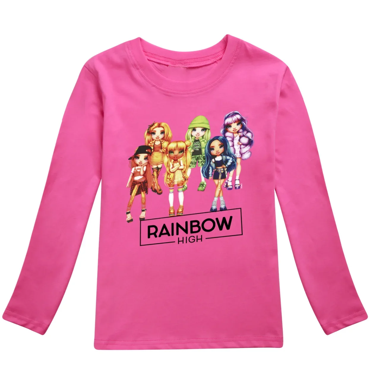 Autumn New Rainbow High Graphic T Shirts Kids Sport Long Sleeve Cartoon Boys Clothing Girls Tees O-Neck Cotton Oversized Tops