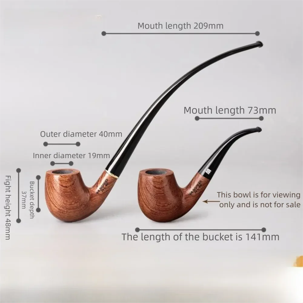 

Premium Solid Rosewood Churchwarden Pipe - Long Stem Reading Pipe 2 Mouthpieces