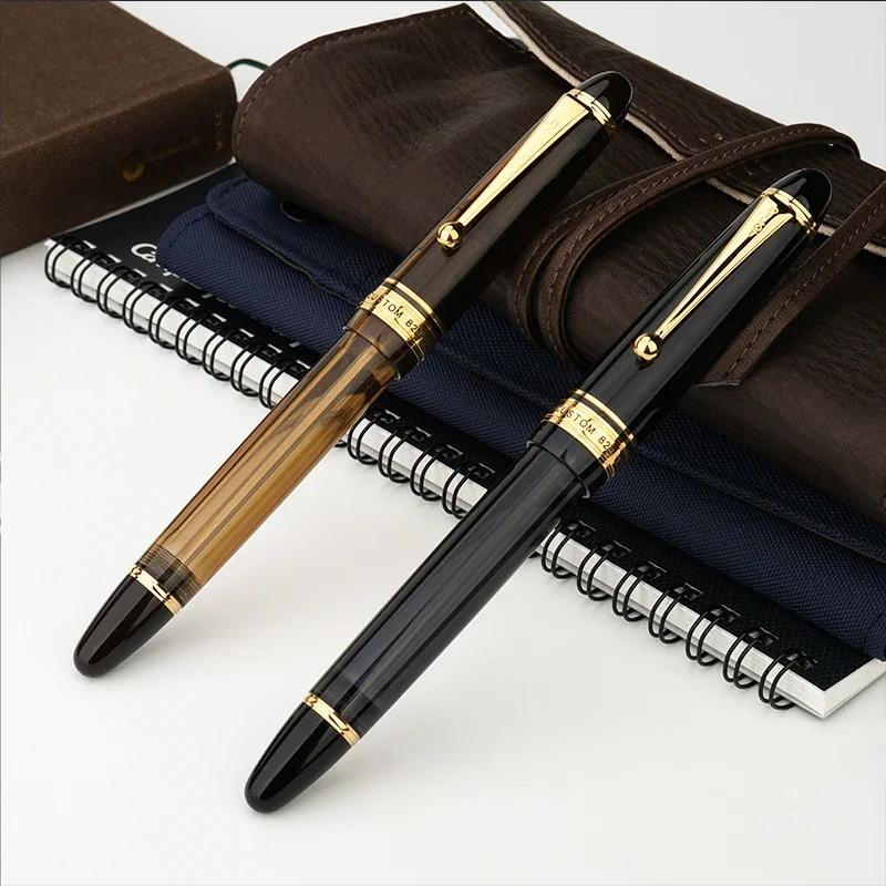 Original Pilot Custom 823 Transparent Demonstrator Fountain Pen 14K Gold Nib pen Vacuum Filling System High Capacity Ink
