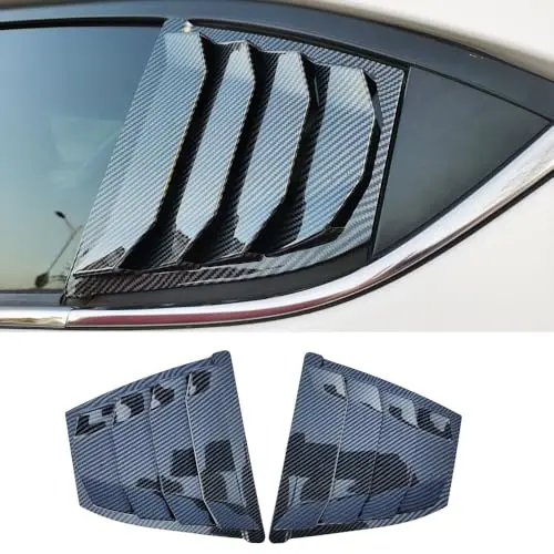 For Mazda 3 Axela 2014-2018 Car Rear Louver Window Side Shutter Cover Trim Sticker Vent Scoop ABS Carbon Fiber Black Accessories