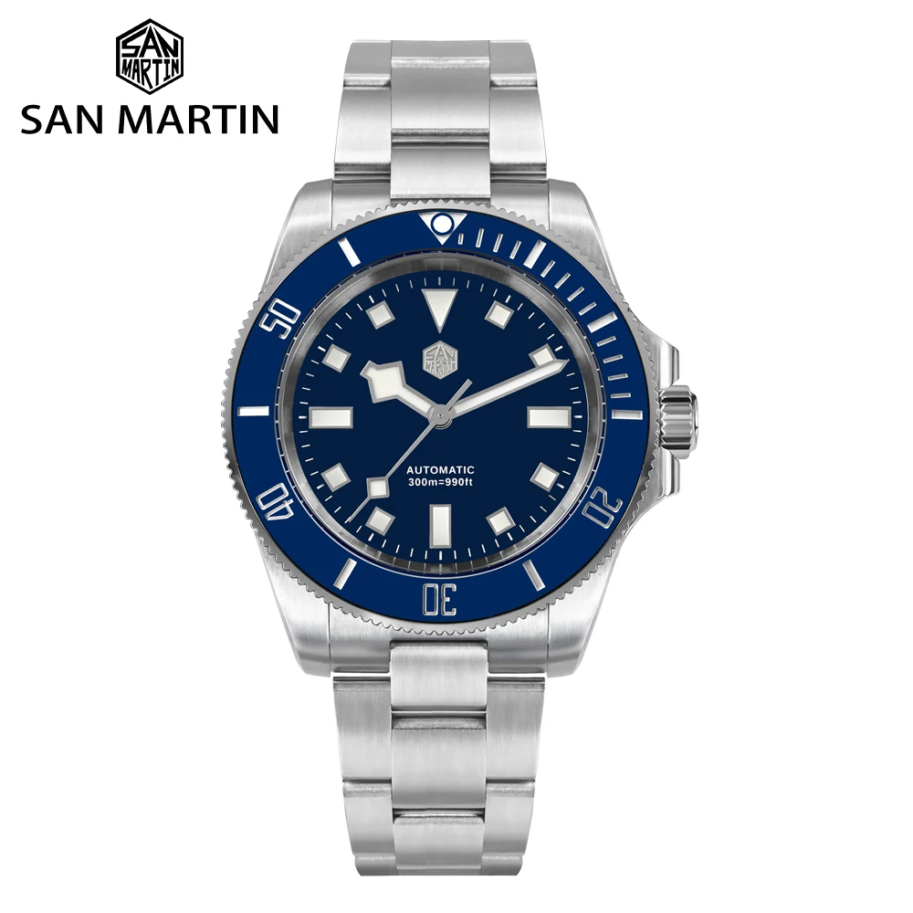 San Martin New Automatic NH35 Watch For Men 40mm Snowflake Hands Sports Relogio 300M Waterproof Montre Luxury Classic SN0111G-B