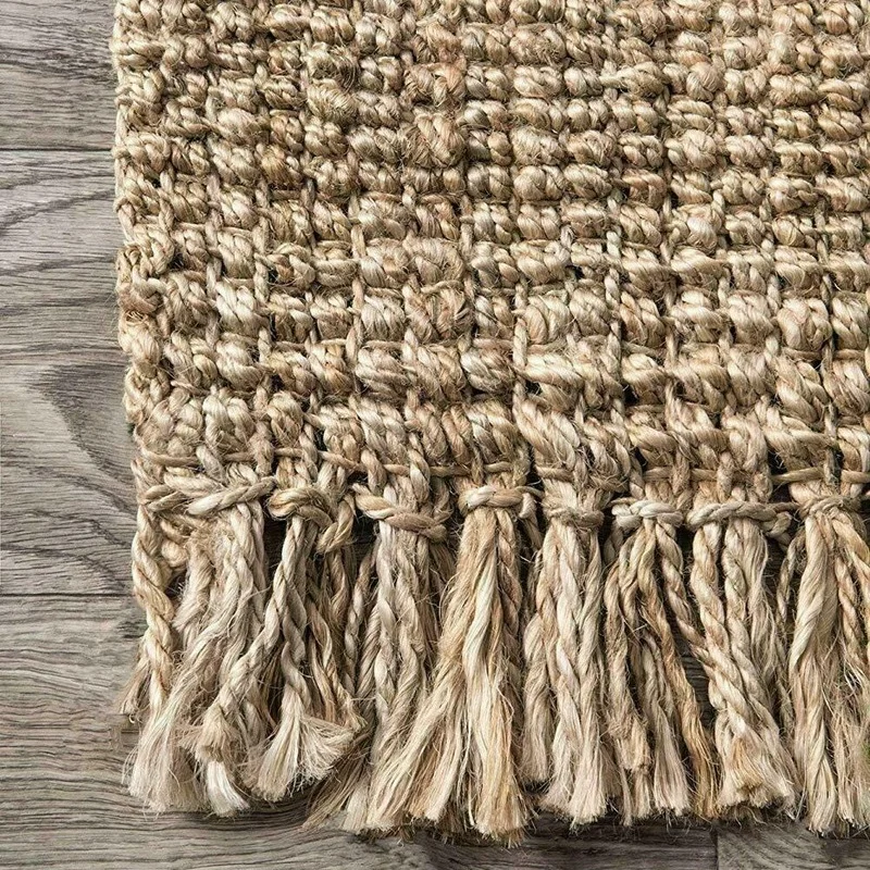 2x3 Feet Jute Rug Household Hand-woven Rectangular Natural Loop Woven Floor Rug  Area Rag Rug