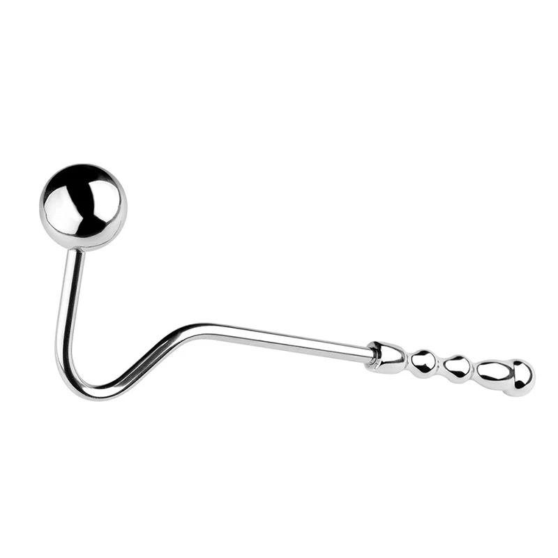 Plug anal de aço inoxidável com cabeça curva para homens e mulheres, gancho anal, 2 bolas, massageador de próstata, dilatador de anus, brinquedos sexuais, gay, 30mm, 38mm