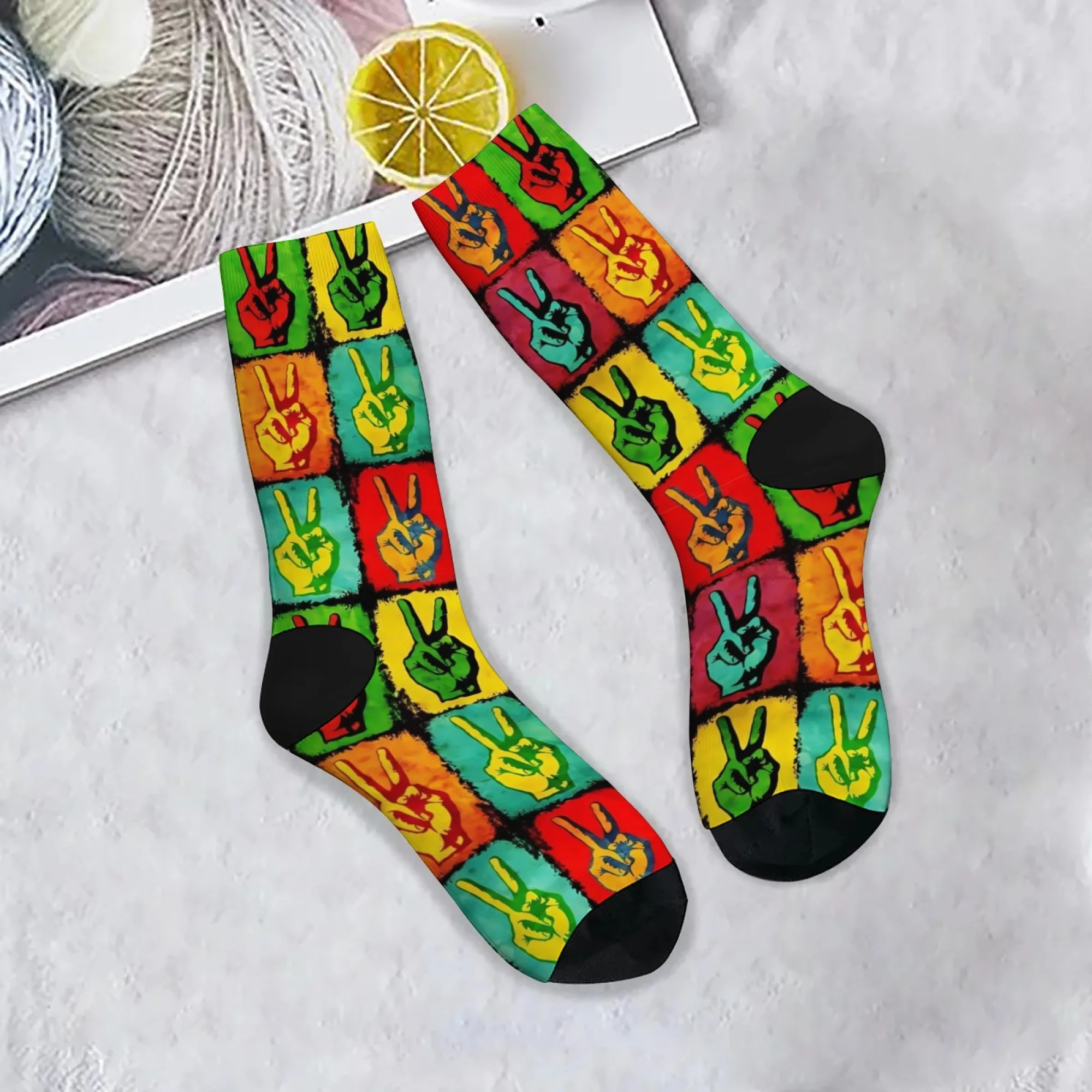 Lässige Socken im Harajuku-Retro-Pop-Hippie-Stil, bequeme, atmungsaktive, rutschfeste Herrensocken, neuartige Crew-Socken im Street-Style