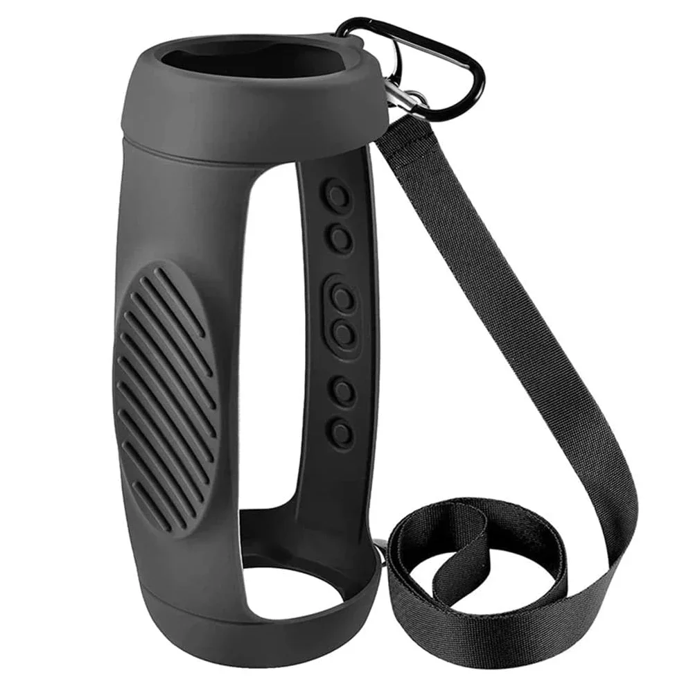 Wireless Bluetooth Speaker Case Soft Silicone Cover Skin With Shoulder Strap Protective Carabiner for JBL Charge 5 Bag Holder