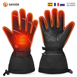 SAVIOR Winter Men Women Rechargeable Battery Heated Gloves For Skiing Motor Cycle Riding Hiking Hunting Fishing Thermal Mittens