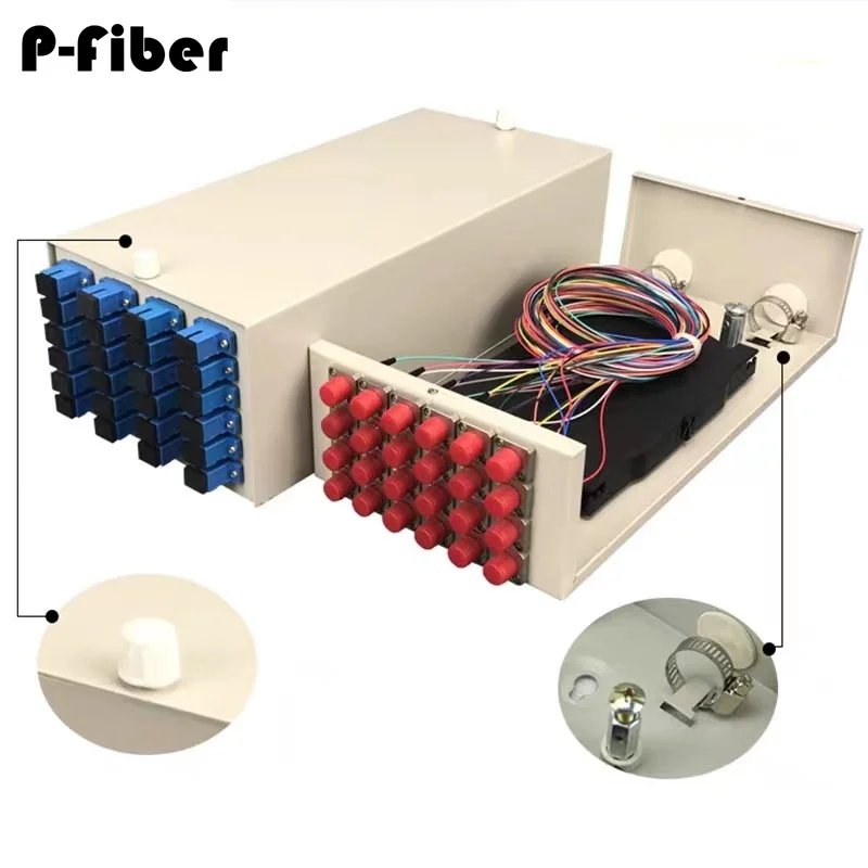 1pc Optical fiber terminal box thickened 24 port empty box/fully equipped with 24 core FC/SC adapter pigtails fusion box