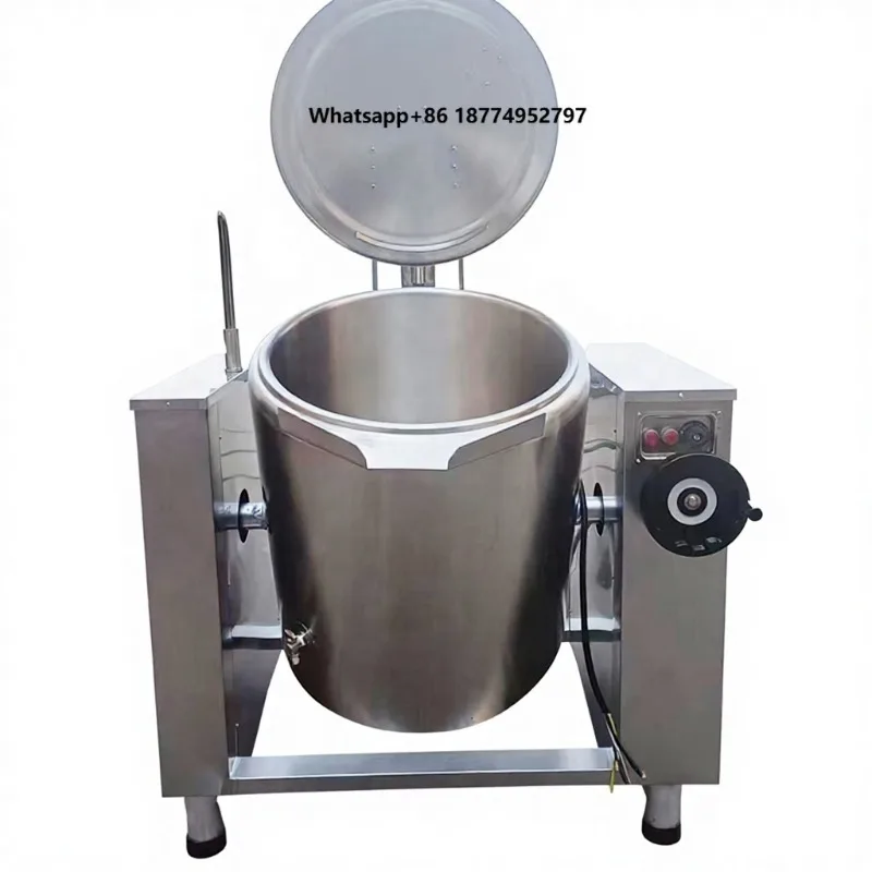200 Liters Electric Industrial Cooking Pot Commercial Bratt Pan Tilting Feature Kettle for Meat Sugar Boiling Cuisson Machine
