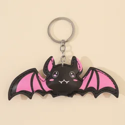 Portachiavi in pelle pipistrello rosa carino Halloween per donna uomo ragazze portachiavi pipistrello adorabile portachiavi per zaino chiavi regali