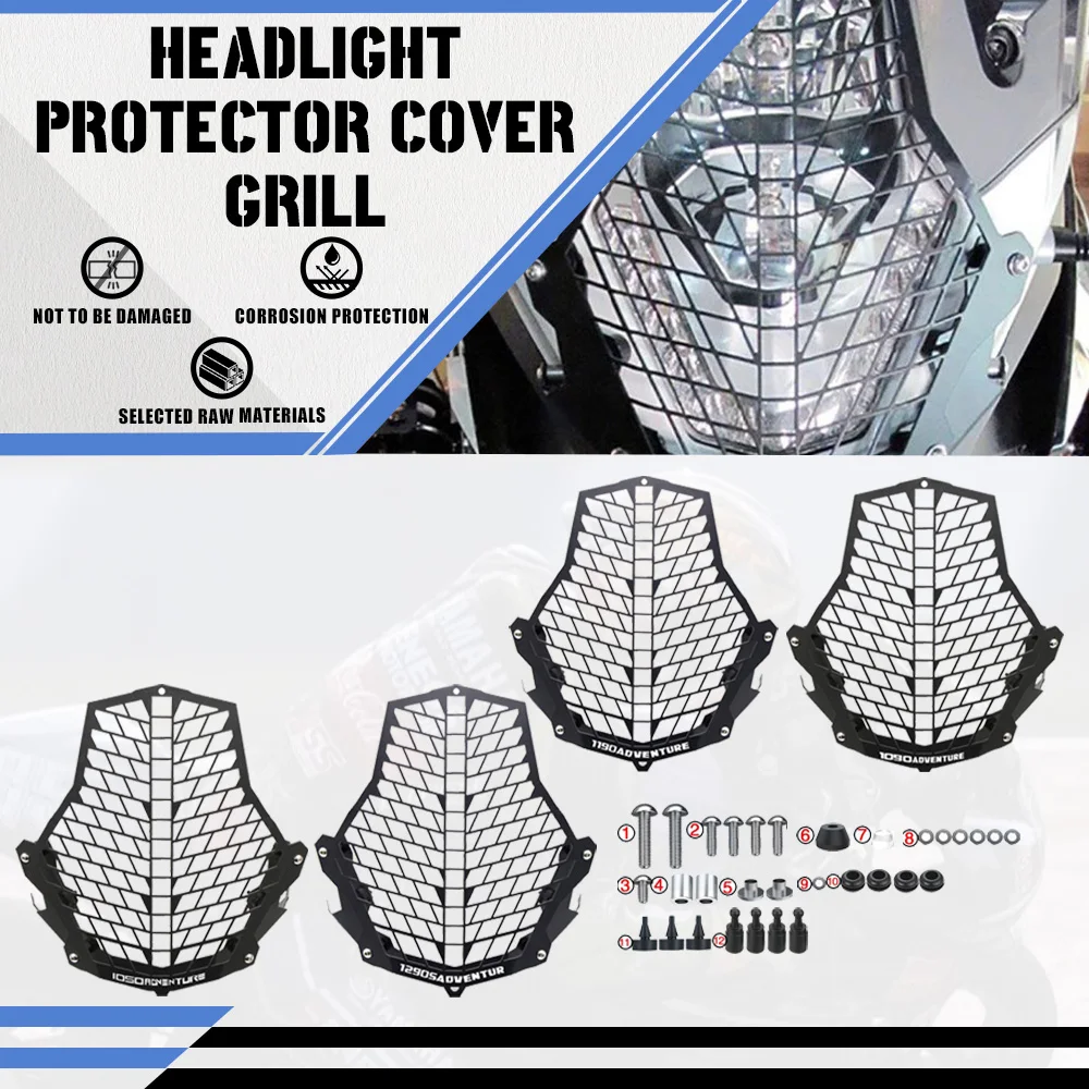 

For 1050 1090 1190 1290 Super Adventure R L Adv Motorcycle Front Headlight Head Light Guard Protector Cover Protection Grill