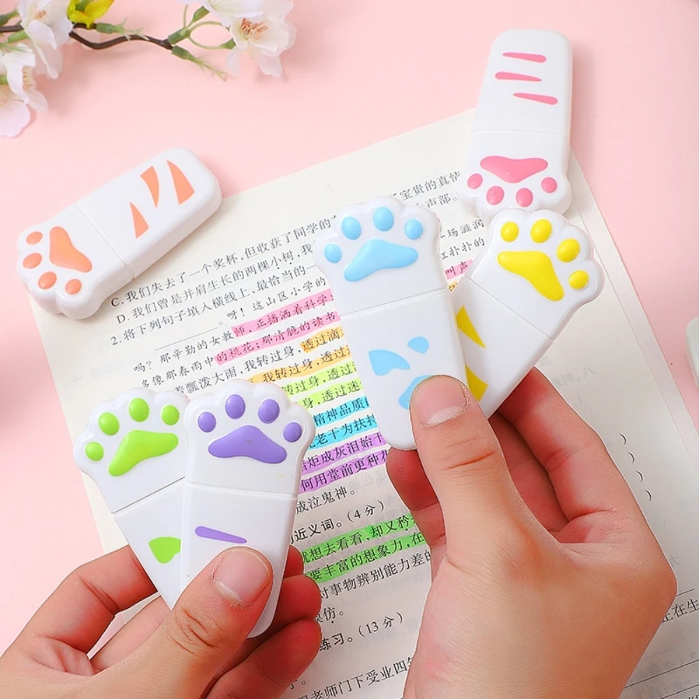 Cat's Paw Fluorescent Pen Single Twill Single Head Good-looking Cartoon Fun Cut Marker