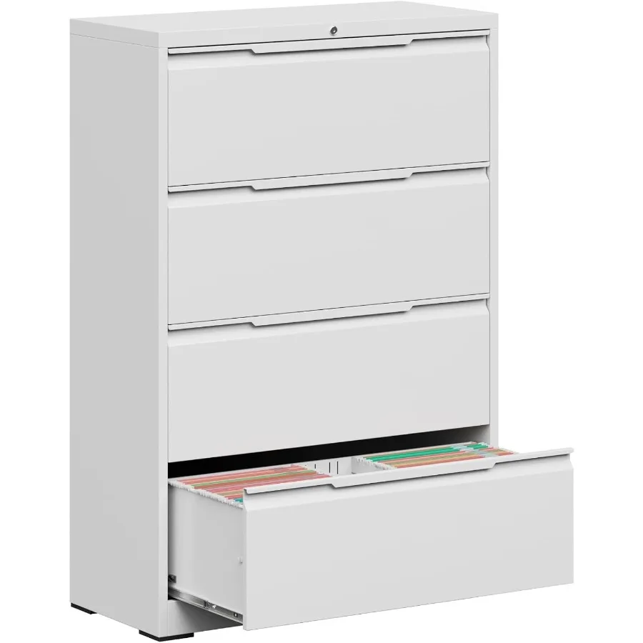 File Cabinet 4 Drawer Metal File Cabinet with Lock Lateral File Cabinet for Home and Office Lateral File Cabinet for A4 Legal L