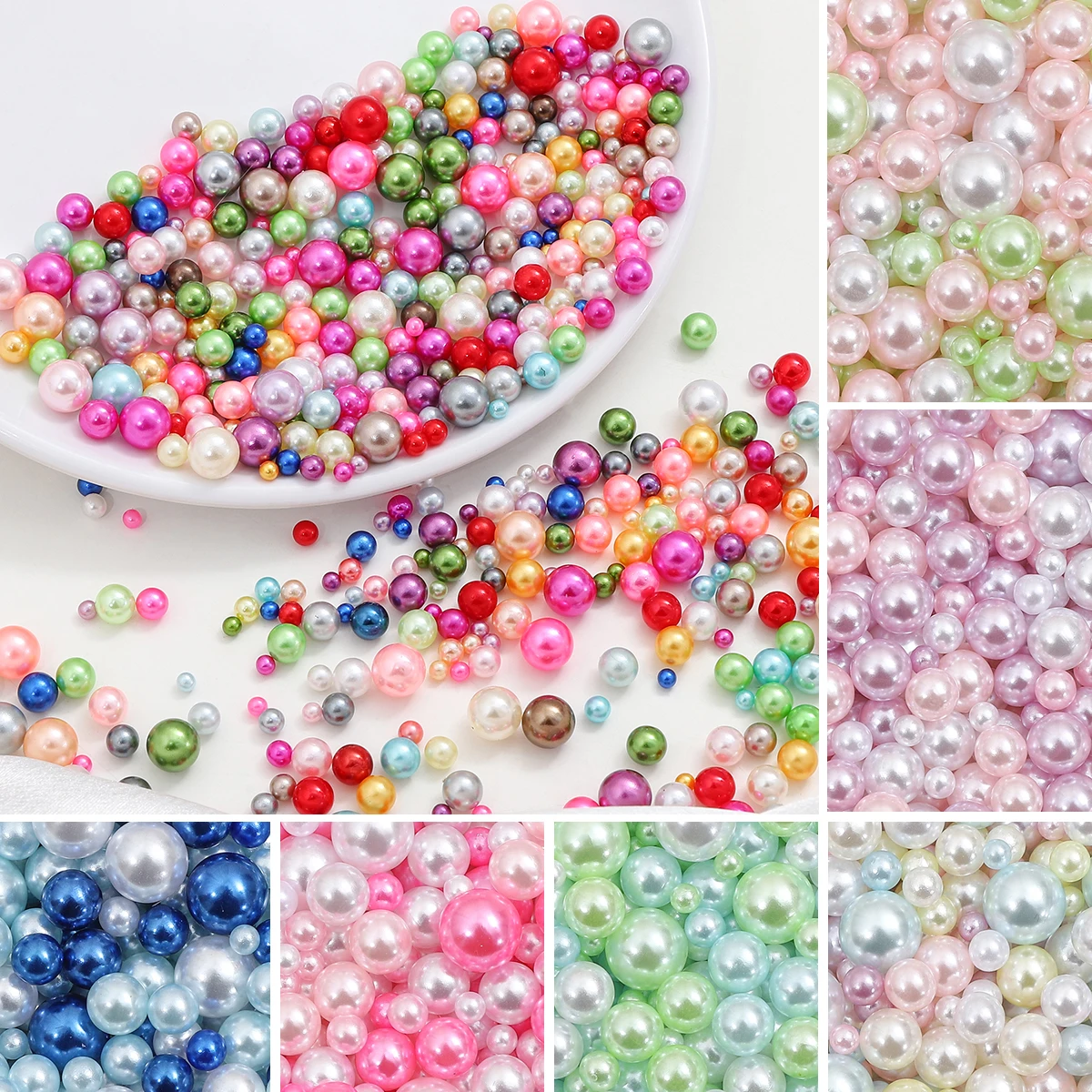 Pearl Beads 10/50g 3-8mm Round ABS Imitation Garment Beads for DIY Fashion Jewelry Making Without Hole Loose Craft