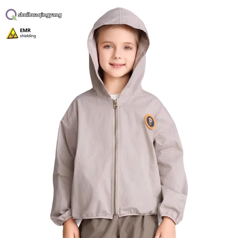 

Electromagnetic radiation protective metal fiber child hoodie New energy vehicle, computer EMF shielding children clothing