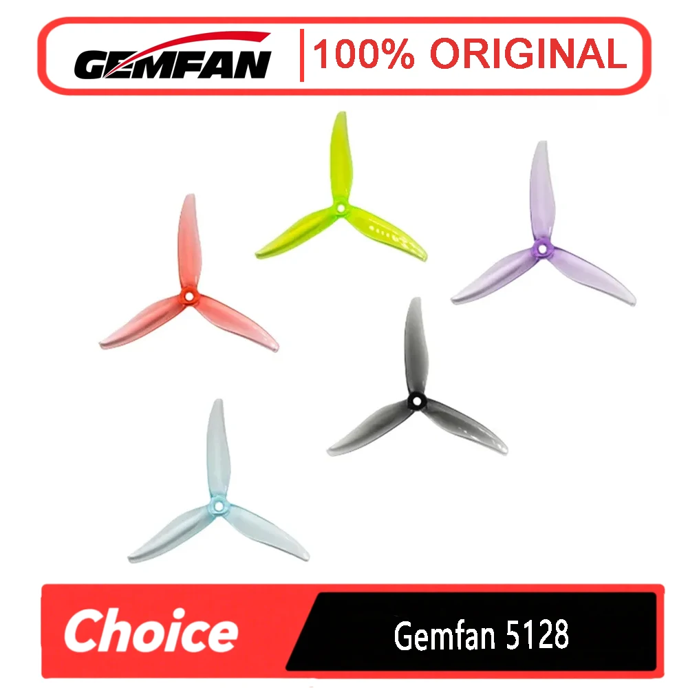 2쌍의 Gemfan 5128 프로펠러 - 3블레이드 새로운 업그레이드(51366 대체), FPV 멀티로터 RC DIY용 고속