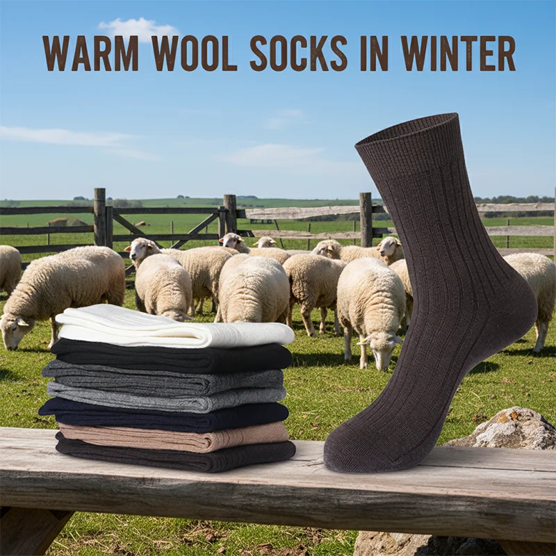 

Men Wool Socks Cashmere Wool Crew Socks Thermal Hiking Winter Warm Boot Soft Cozy Socks for Cold Weather