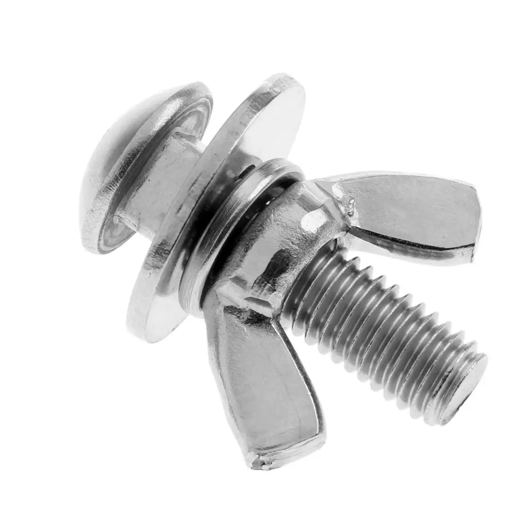 Marine Grade 316 Stainless Steel M8x35mm Thread Wingnut Butterfly Screws Bolts Fixing Parts for Scuba Tech Diving Backplate