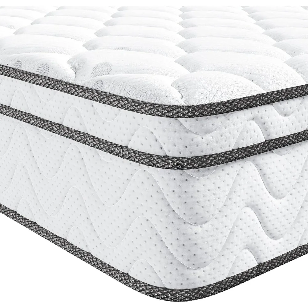 King Size Mattress, 12 Inch Hybrid King Mattress, Gel Memory Foam and Pocket Coils Innerpring Mattresses Ergonomic Design