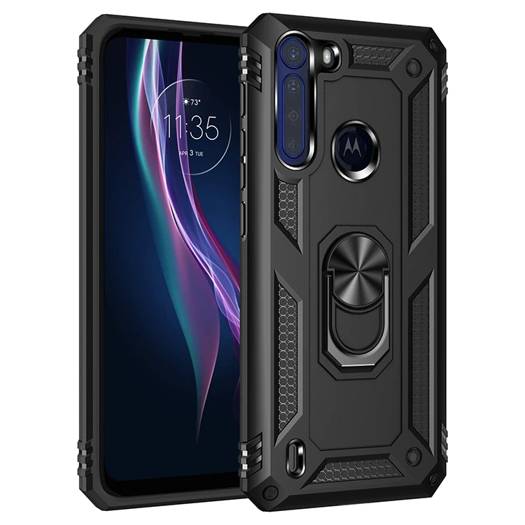 for MOTO One Fusion Armor Shockproof Case for Motorola One Fusion + Rugged Military Protective Magnet Car Holder Ring Case Cover