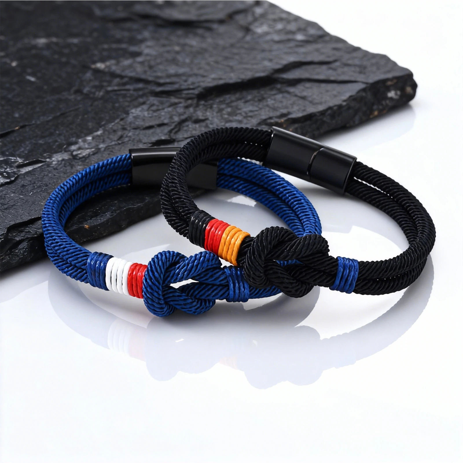 

Forever Knot Rope Bracelet for Men,Colors of the German France Flag Woven Double-Layer Wristband, ﻿Patriotic Proud Jewelry Gift