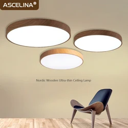 Nordic Ultra-thin Ceiling Lamp Wooden Lights 23/30/40/50CM For Bedroom Living Room Balcony Study Corridor LED Lighting Fixtures