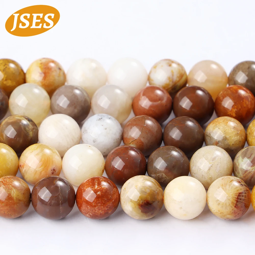 التخليص الأحفوري الطبيعي المرجان خرز من اليشم أقحوان فضفاض Jsaper الخرز لصنع المجوهرات قلادة سوار ذاتي الصنع ستراند 15"