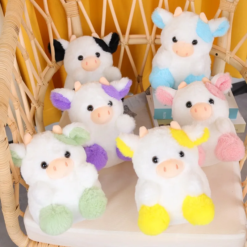 7.87in Cow Strawberry Doll Cute Cow Plush Animals Toys Pink, Black Sitting Cow Plush as  Room Decoration Ornament Christmas Gift