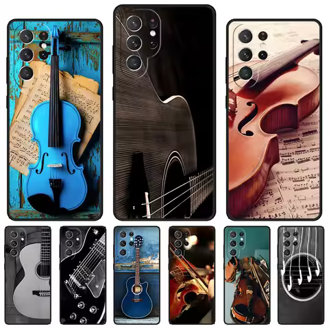 Musical Violin Guitar phone case For Samsung Galaxy S24 S23 S22 Ultra Note 10 20 Plus S8 S9 S10 S20 S21 FE Cover
