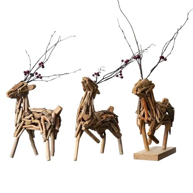 

Lucky wood luminous deer ornament living room porch TV cabinet wine cabinet home desktop decoration creative gift