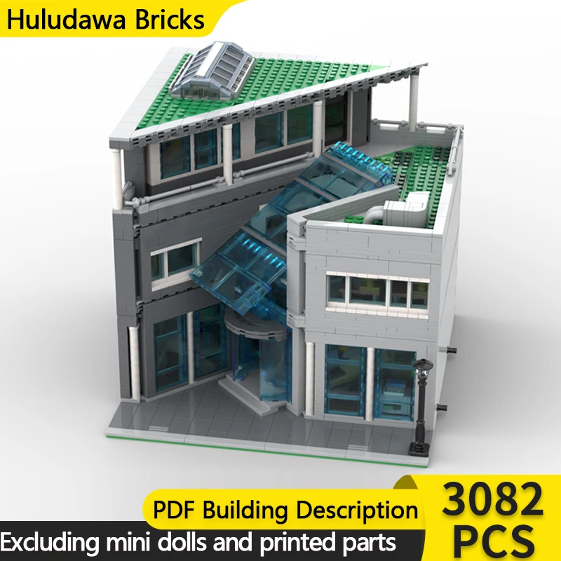 

City Street View Model MOC Building Bricks Modern Library Building Modular Technology Children Holiday Gifts Assemble Toys Suit