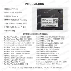 Car Radio CANBus Box CAN to UART Hiworld FTF1 for Fiat 500L 500e 500X Ducato8 Argo Cronos Mobi Lancia Yipson Citroen Jumper