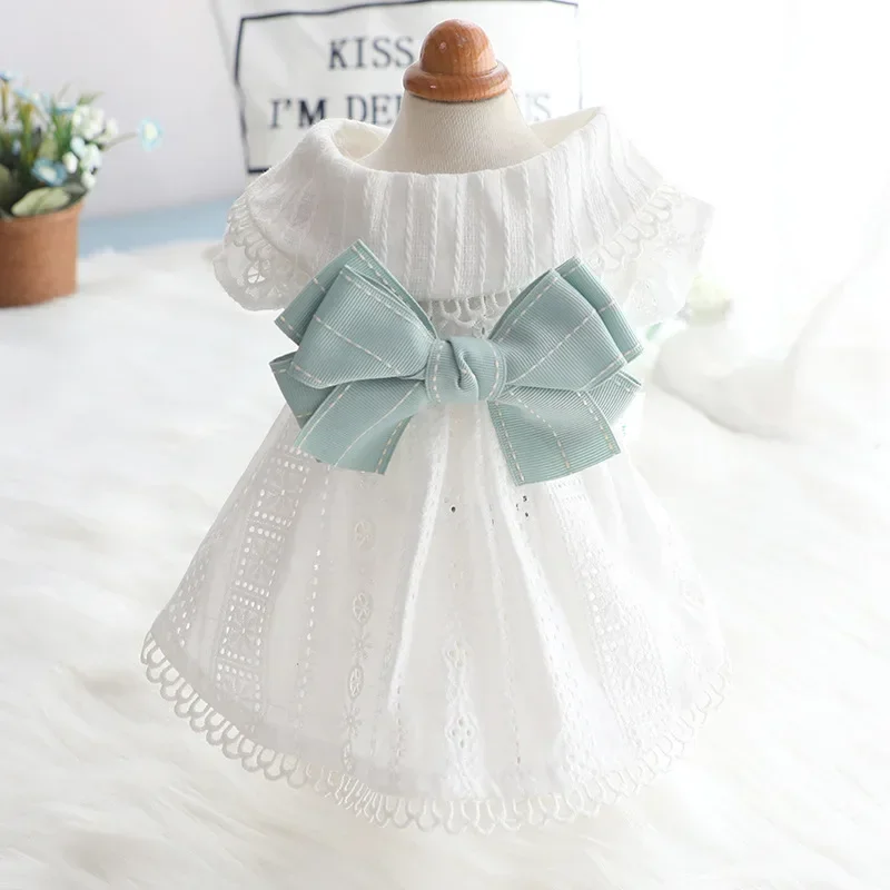 

Spring and Summer Thin Skirt for Dog, Lolita Princess Mint Butterfly Cat Pet Clothes