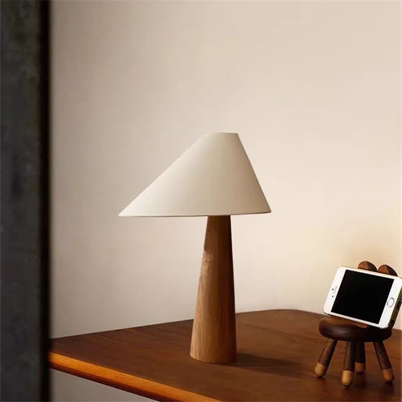 Tapered Oak Wood Floor Lamp Wabi-sabi Vintage mushroom lamp LED 27 Art Decorative Corner Living Room aesthetic decoration lamp