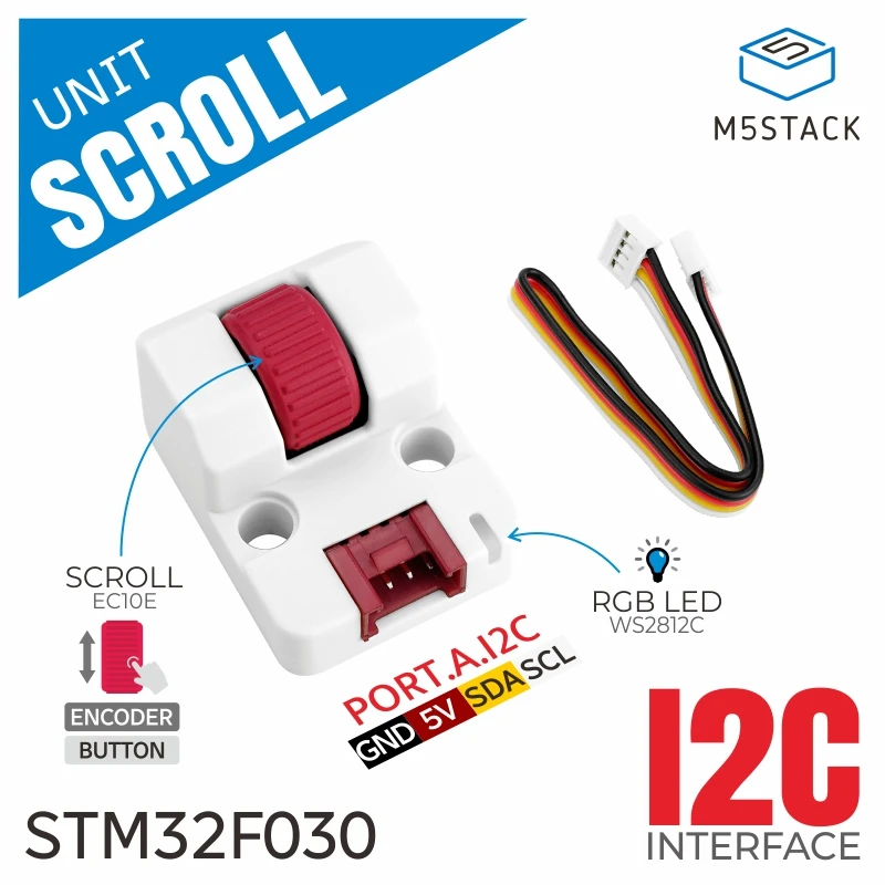 M5Stack Official Scroll Unit w/ Hollow shaft Encoder(EC10E1220501)