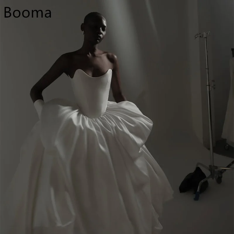 

Booma A-Line Simple Strapless Long Wedding Dresses Pleat Princess Satin Sleeveless Elegant Brides Gown Custom Made 2025