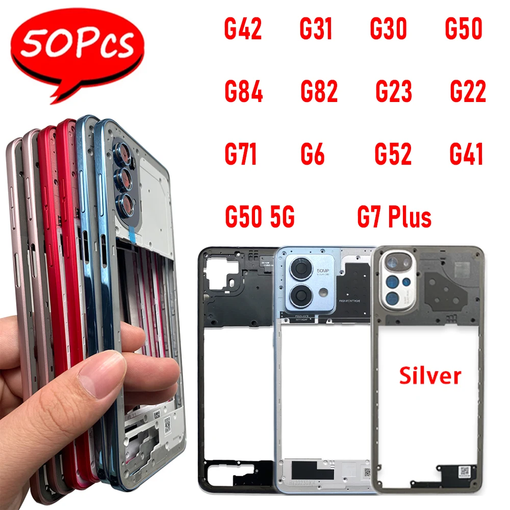 50Pcs，Middle Frame For Moto G42 G31 G50 G84 G82 G23 G22 Middle Frame Bezel Middle Plate With Side Button Key Replacement Parts