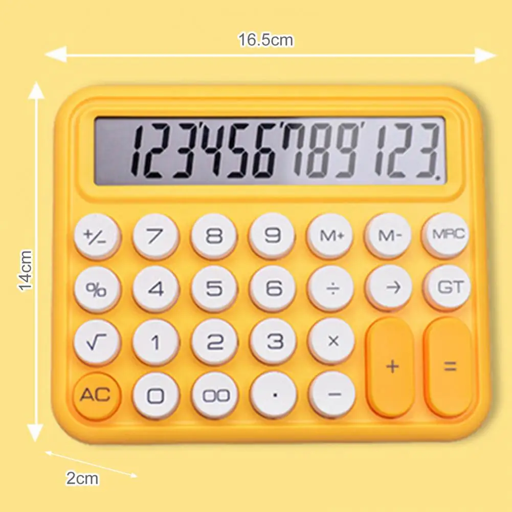 Portable Mechanical Calculator 12-digit Large LCD Display Big Round Button Key Financial Office Simple Electronic Calculator